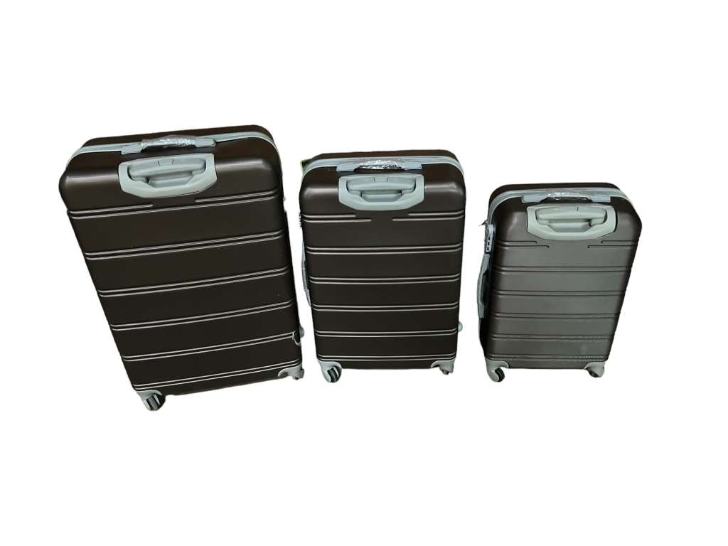 3 Piece Hard Outer Shell Premium Lightweight Luggage Set - Dark Brown