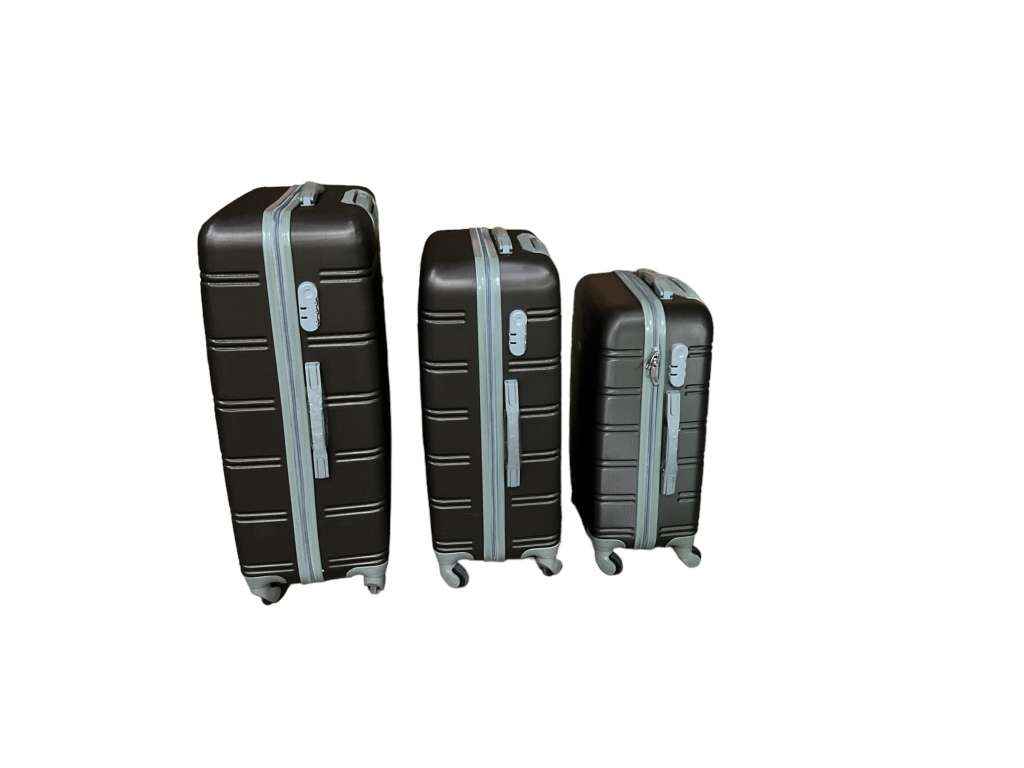 3 Piece Hard Outer Shell Premium Lightweight Luggage Set - Dark Brown