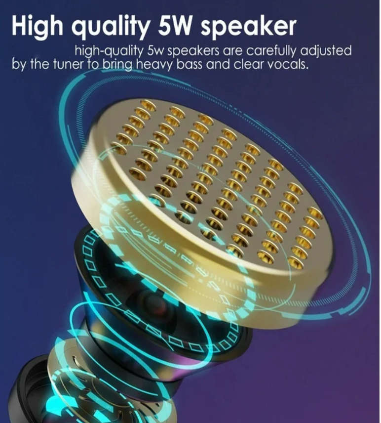 Bluetooth 5.3 Speaker Audio Stereo Outdoor usb Playback Fm Radio Voice 7 Colors Led Portable Subwoof