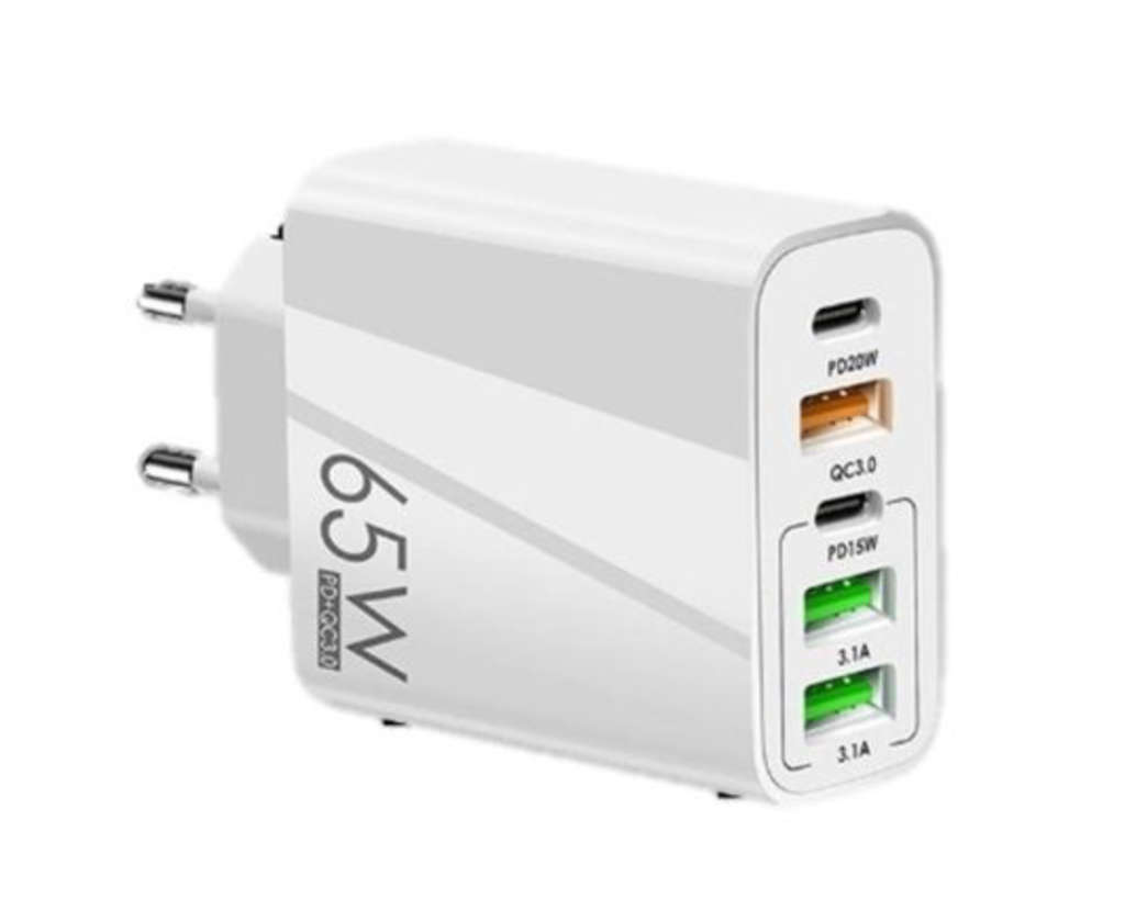 3 USB + 2 PD 65W Fast Charger Travel Adapter