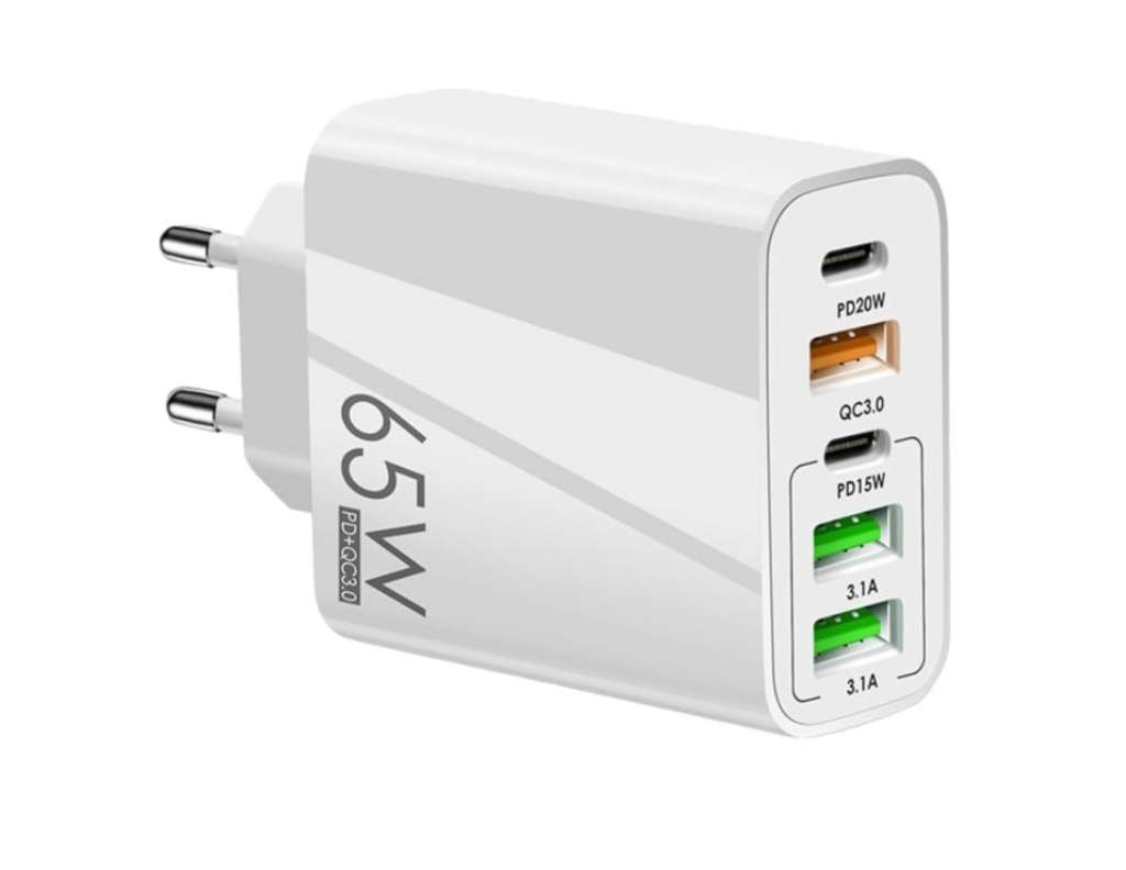 3 USB + 2 PD 65W Fast Charger Travel Adapter