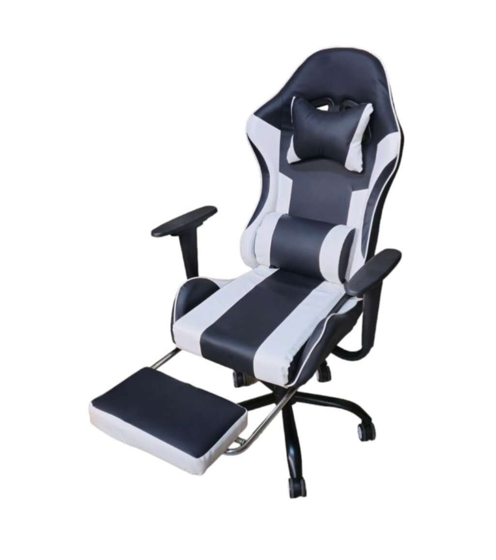 REX M Big Size High Back Reclinable Gaming Chair with Footrest and Arm Rest - White