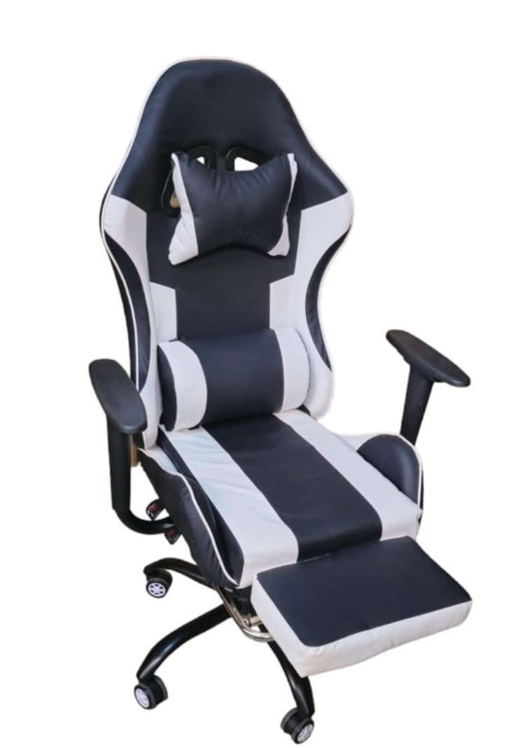 REX M Big Size High Back Reclinable Gaming Chair with Footrest and Arm Rest - White