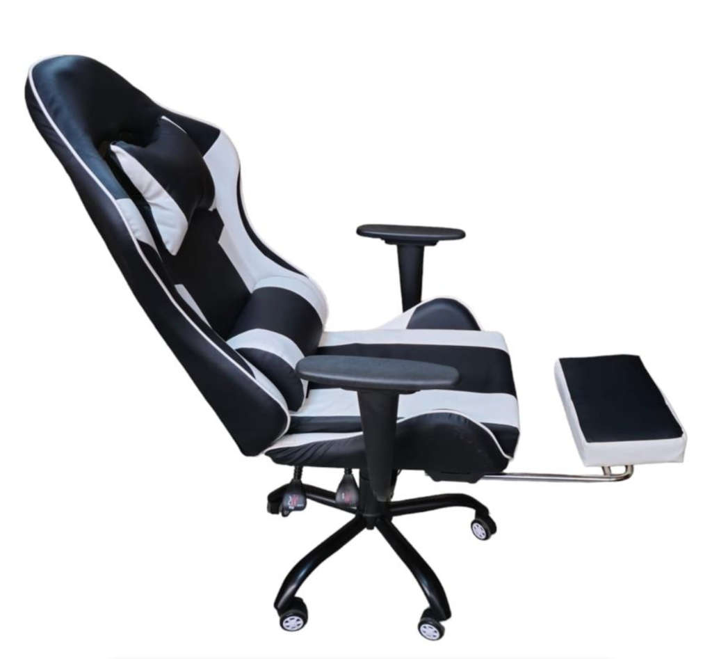 REX M Big Size High Back Reclinable Gaming Chair with Footrest and Arm Rest - White