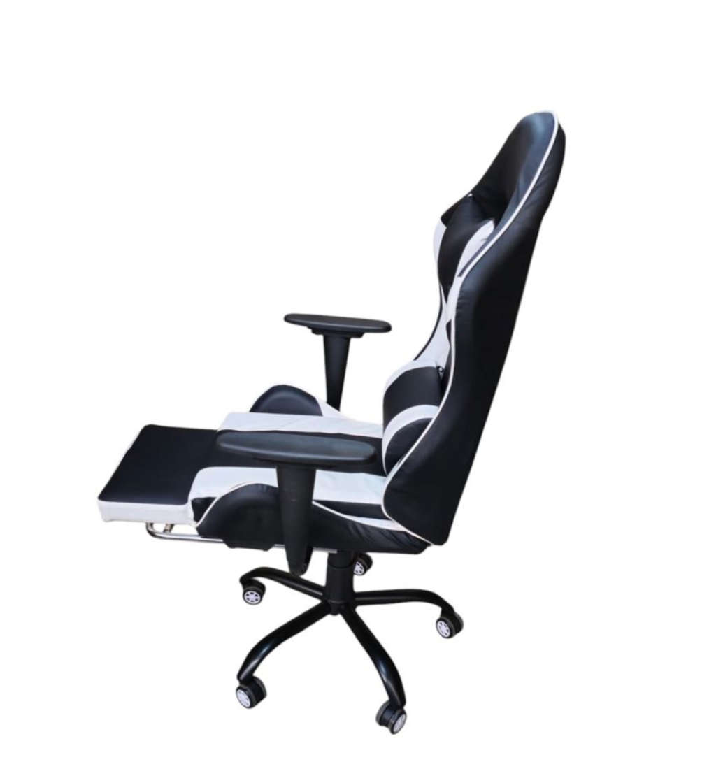 REX M Big Size High Back Reclinable Gaming Chair with Footrest and Arm Rest - White