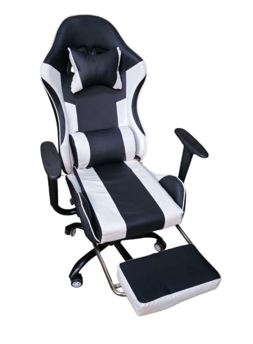REX M Big Size High Back Reclinable Gaming Chair with Footrest and Arm Rest - White