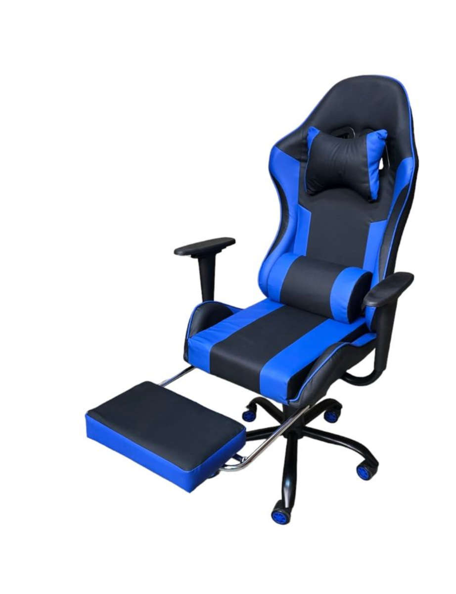REX M Big Size High Back Reclinable Gaming Chair with Footrest and Arm Rest - Blue READ DESCRIPTION