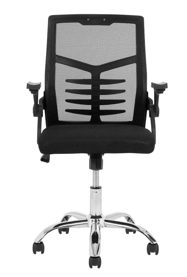 Typist Everyday Ergonomic Back Chair with Stainless Steel Base  - Black - New