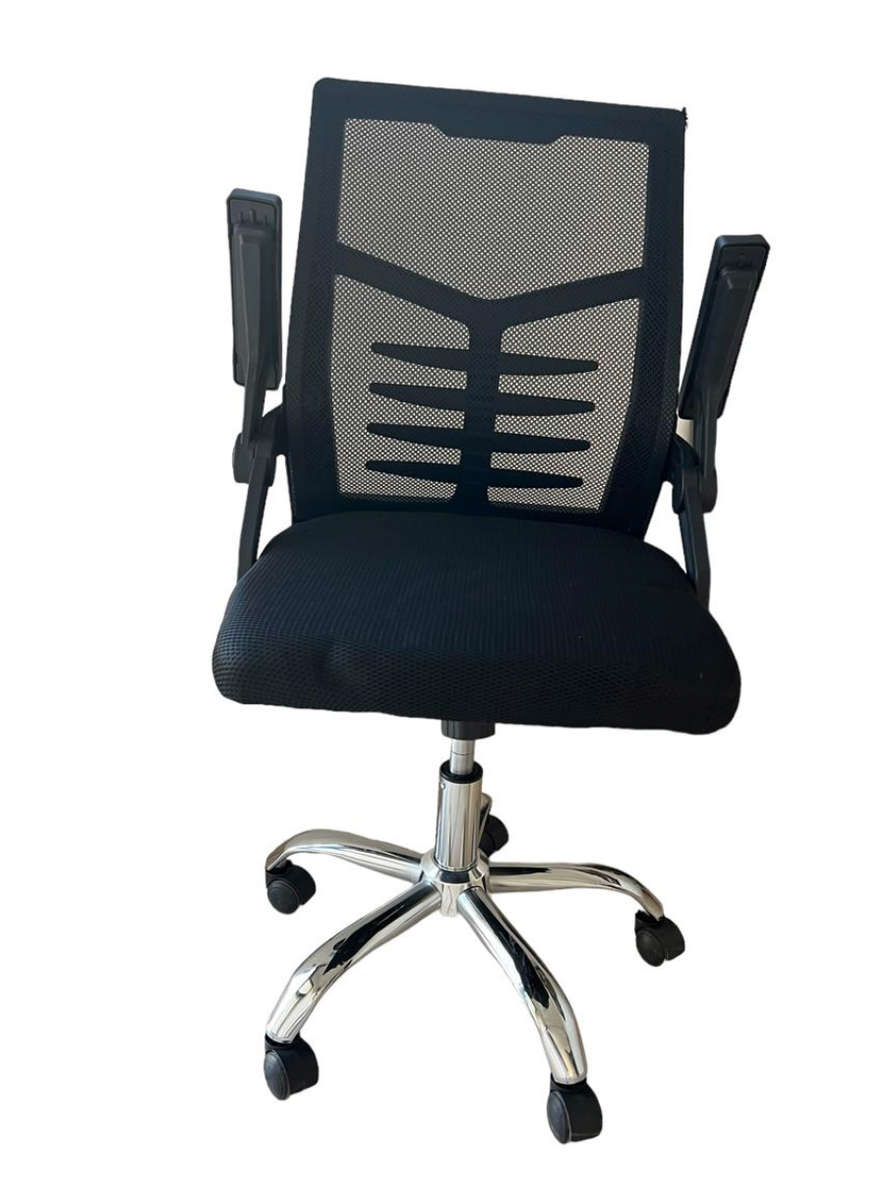 Typist Everyday Ergonomic Back Chair with Stainless Steel Base  - Black - New