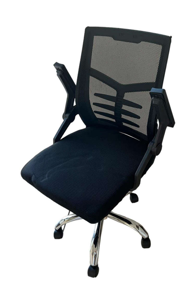 Typist Everyday Ergonomic Back Chair with Stainless Steel Base  - Black - New