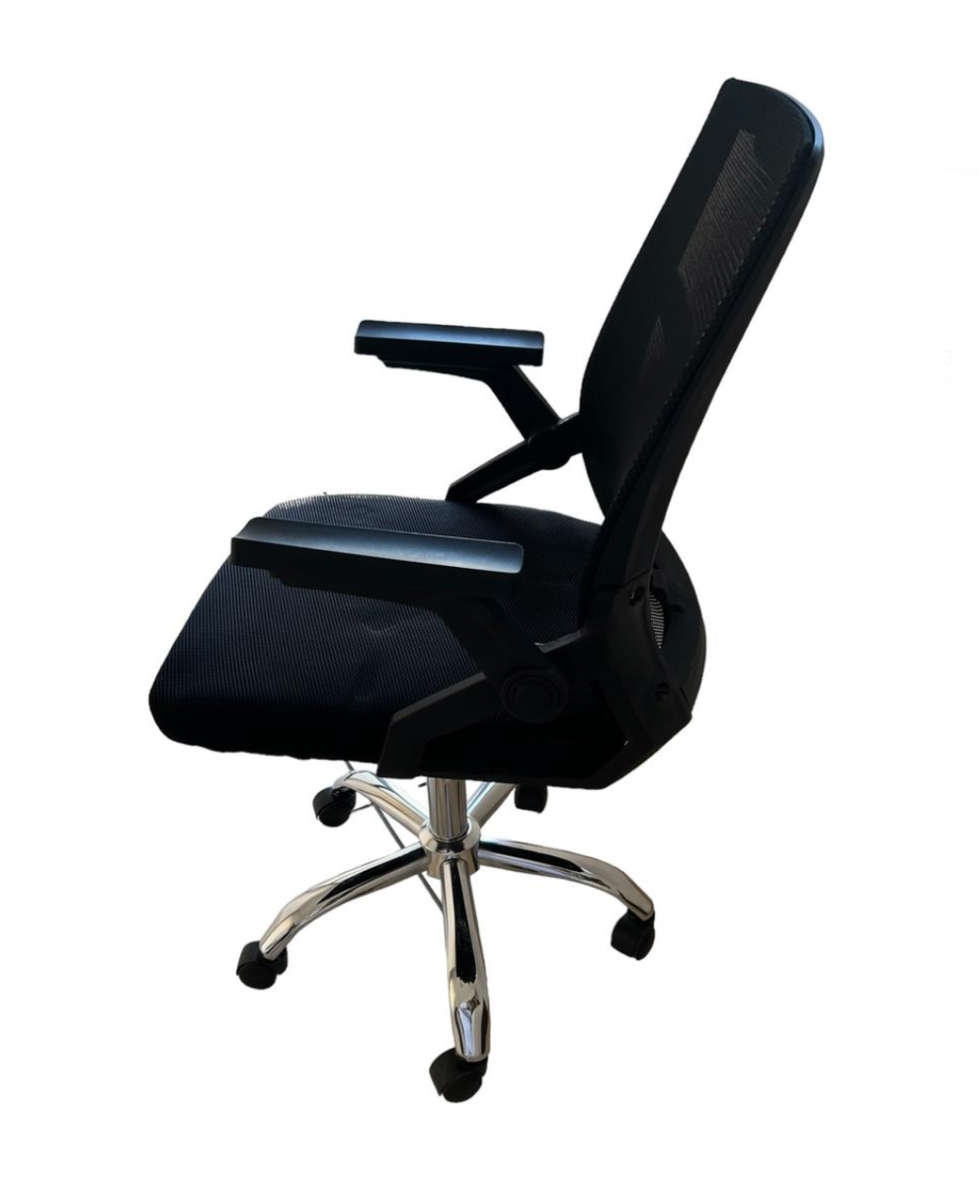 Typist Everyday Ergonomic Back Chair with Stainless Steel Base  - Black - New