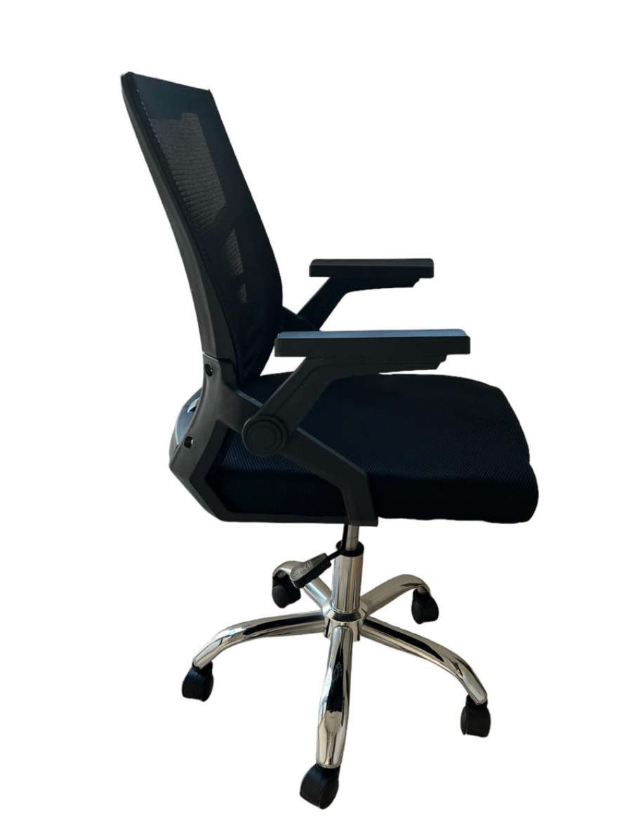 Typist Everyday Ergonomic Back Chair with Stainless Steel Base  - Black - New