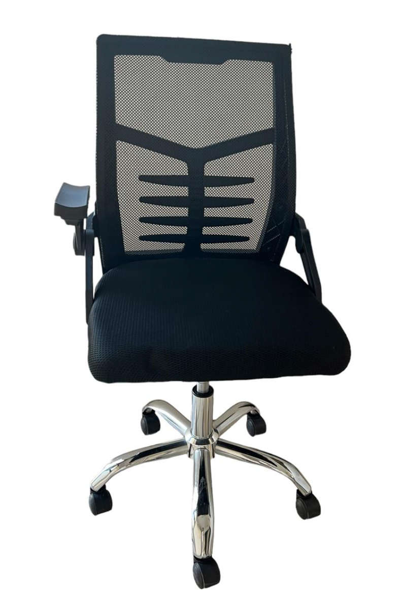 Typist Everyday Ergonomic Back Chair with Stainless Steel Base  - Black - New