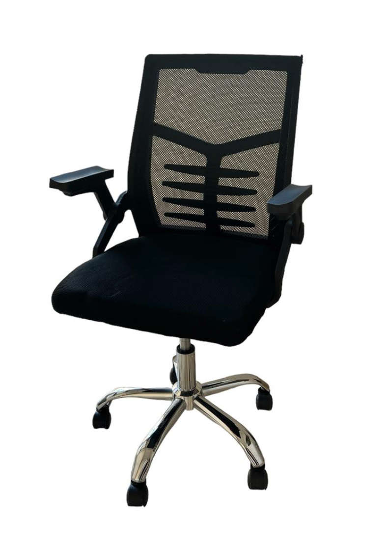 Typist Everyday Ergonomic Back Chair with Stainless Steel Base  - Black - New