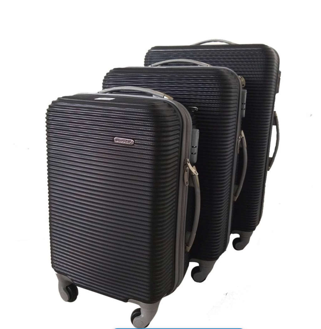 3 Piece Hard Outer Shell Premium Lightweight Luggage Set - BLACK NEW