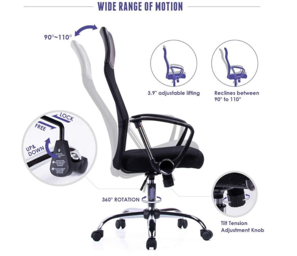 Rex M - Ergonomic High-Back Office Chair - Black