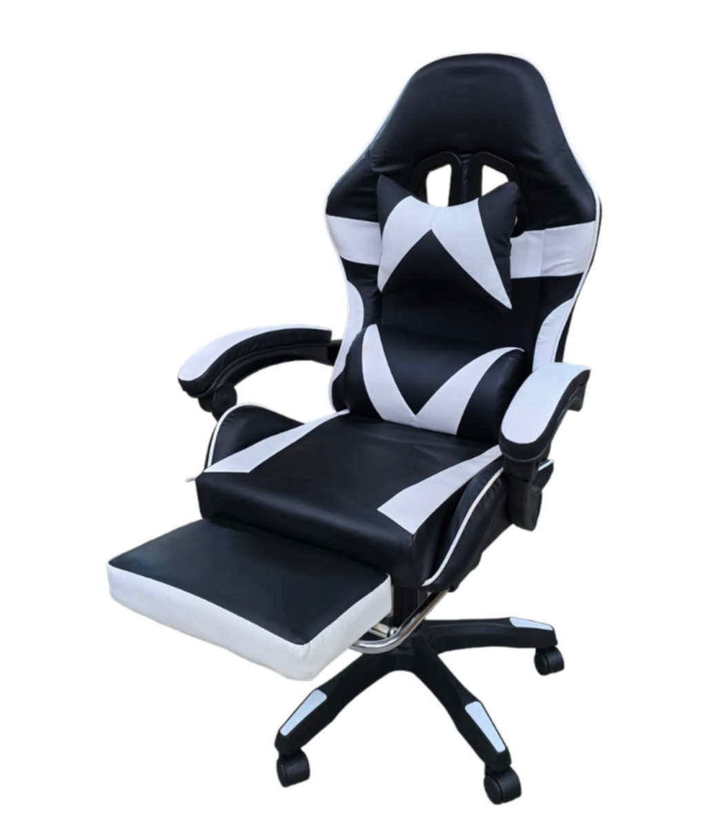 Rex M PU Leather Ergonomic Reclinable Gaming Chair with Adjustable Leg Rest - White Sealed