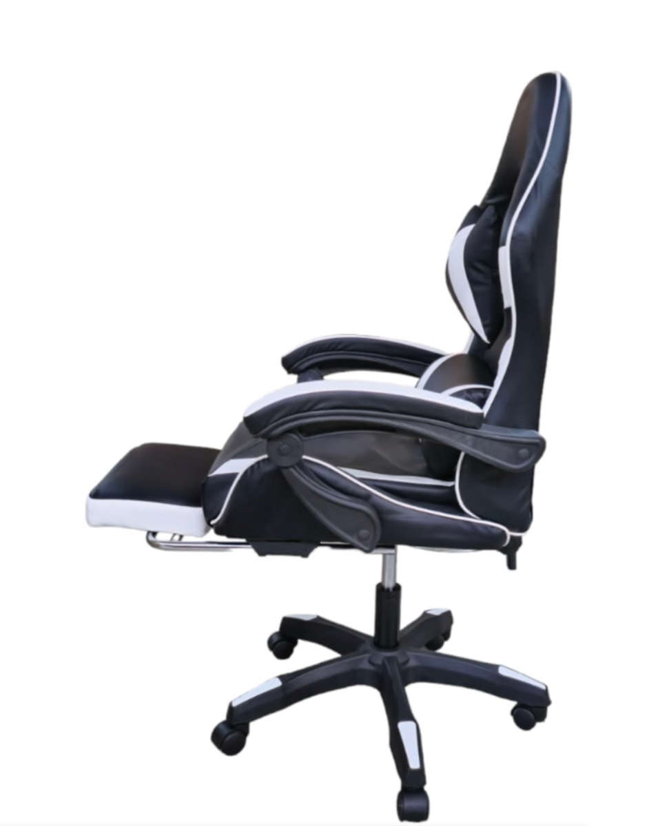 Rex M PU Leather Ergonomic Reclinable Gaming Chair with Adjustable Leg Rest - White Sealed
