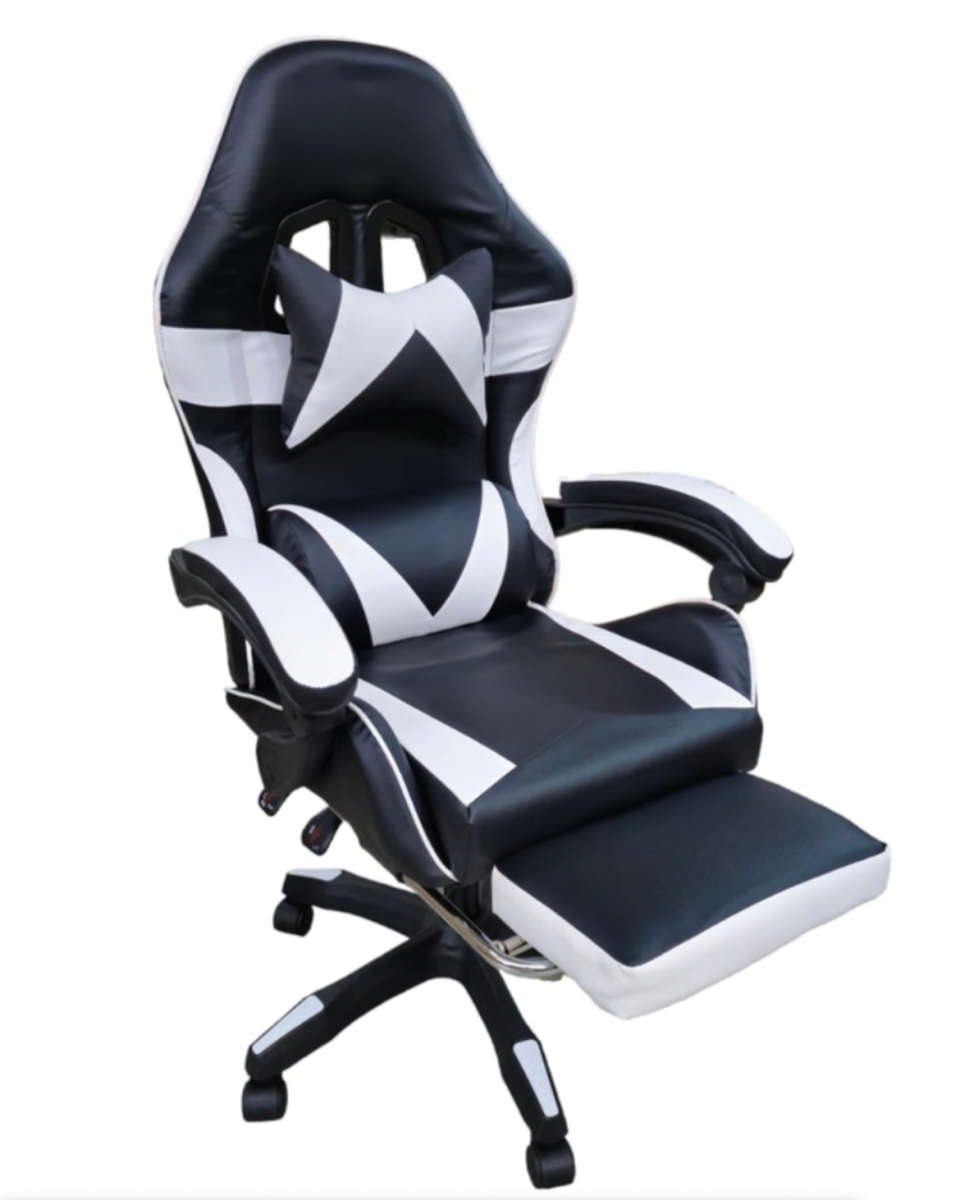 Rex M PU Leather Ergonomic Reclinable Gaming Chair with Adjustable Leg Rest - White Sealed