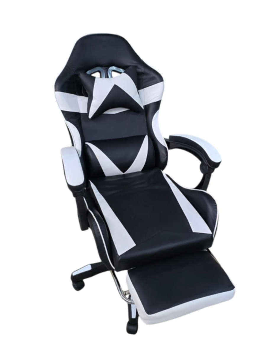 Rex M PU Leather Ergonomic Reclinable Gaming Chair with Adjustable Leg Rest - White Sealed