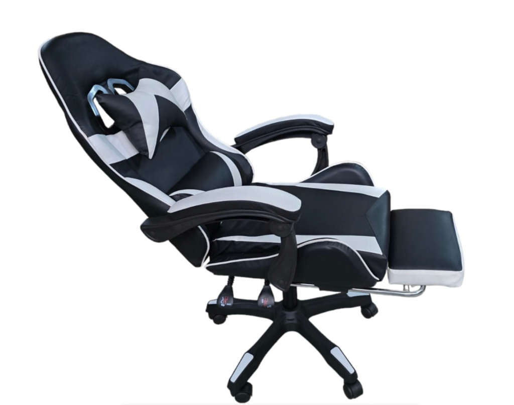 Rex M PU Leather Ergonomic Reclinable Gaming Chair with Adjustable Leg Rest - White Sealed