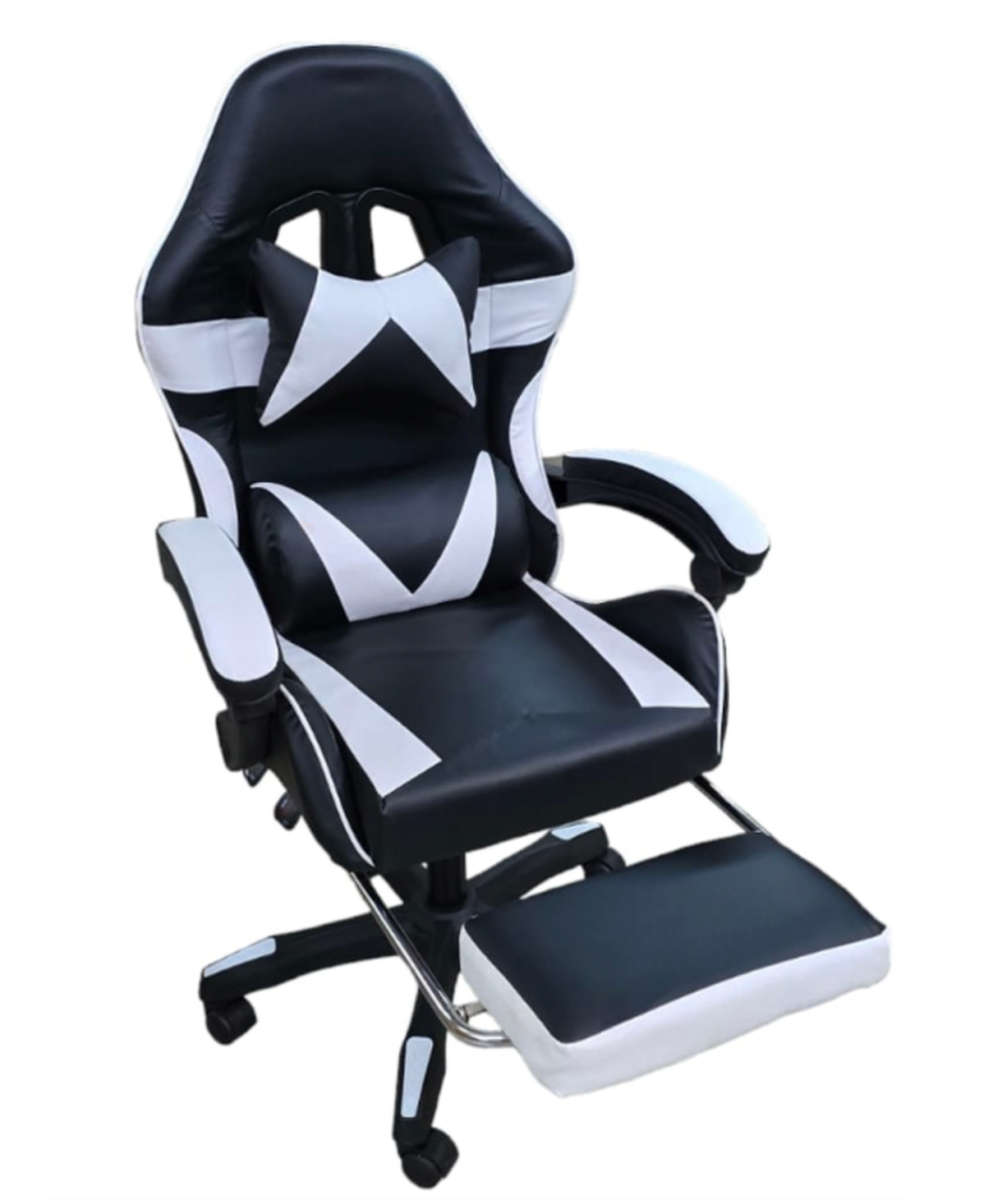 Rex M PU Leather Ergonomic Reclinable Gaming Chair with Adjustable Leg Rest - White Sealed