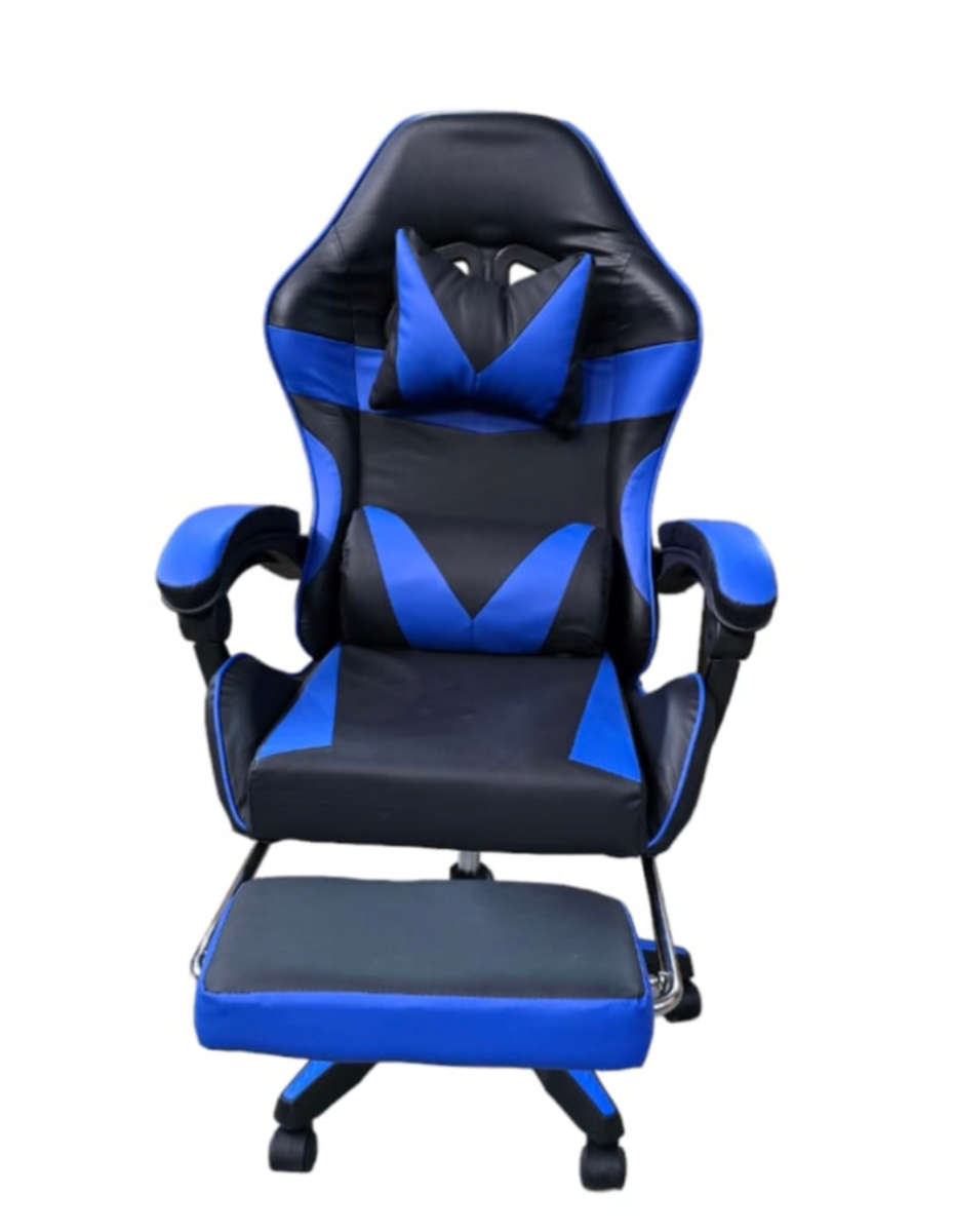 Rex M PU Leather Ergonomic Reclinable Gaming Chair with Adjustable Leg Rest - Blue Brand New