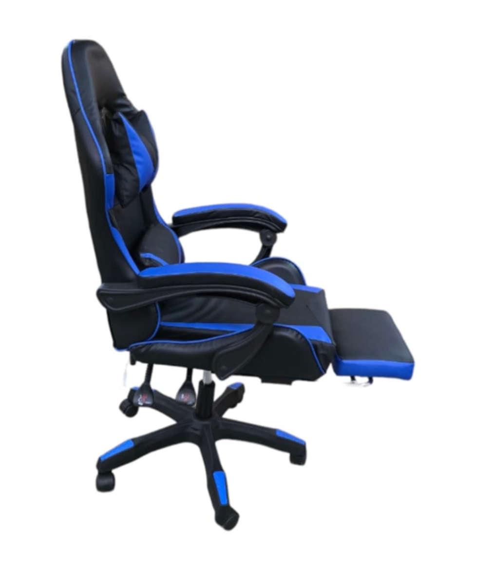 Rex M PU Leather Ergonomic Reclinable Gaming Chair with Adjustable Leg Rest - Blue Brand New
