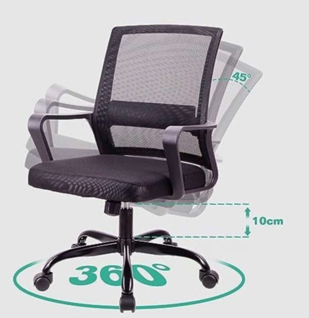 OSLO Adjustable Height Office Chair Ergonomic Mesh Swivel Steel base Extra Thick Cushion - NEW