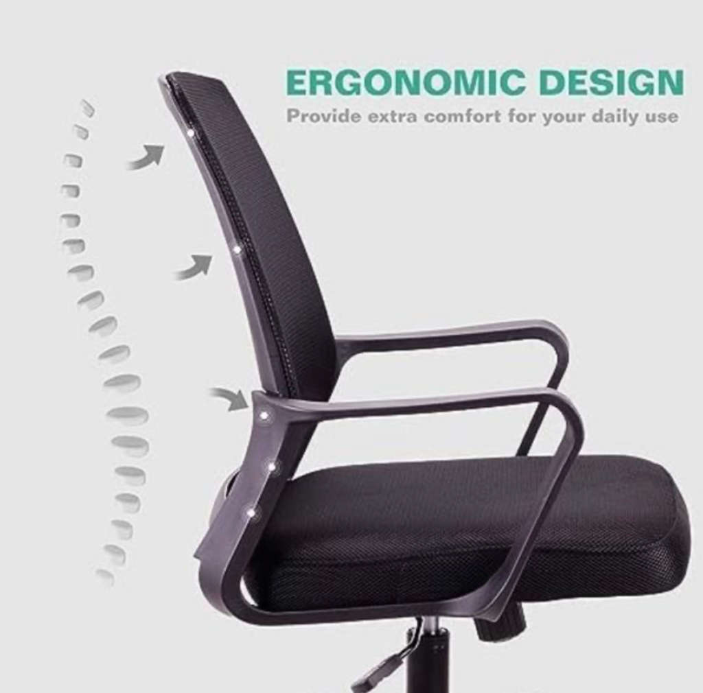 OSLO Adjustable Height Office Chair Ergonomic Mesh Swivel Steel base Extra Thick Cushion - NEW