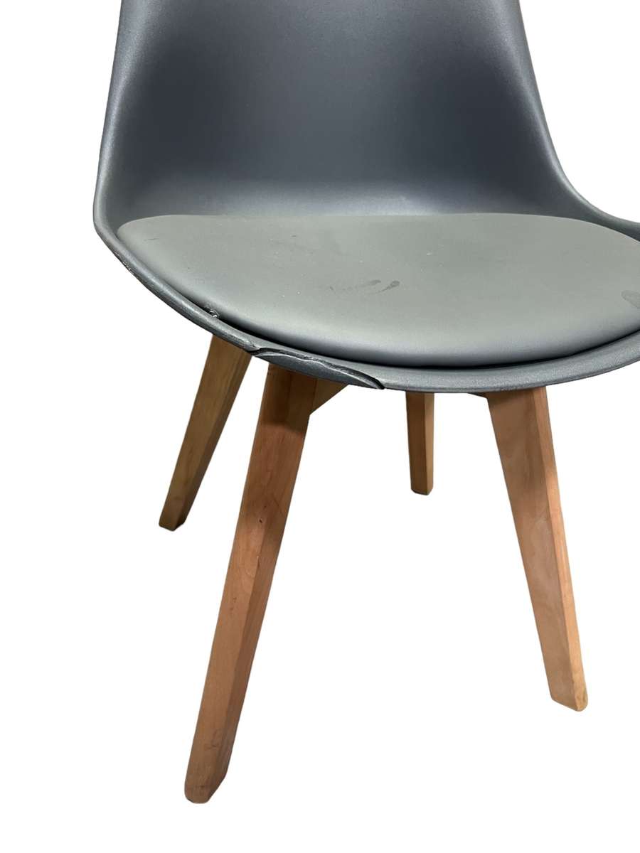 Set of 2 Padded Dining Chair Wooden Legs - Grey