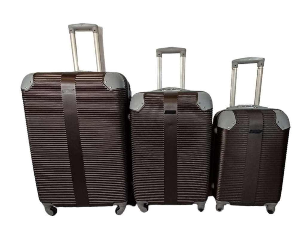 3 Piece Hard Outer Shell Luggage Set - Brown 31 Inch Big Size