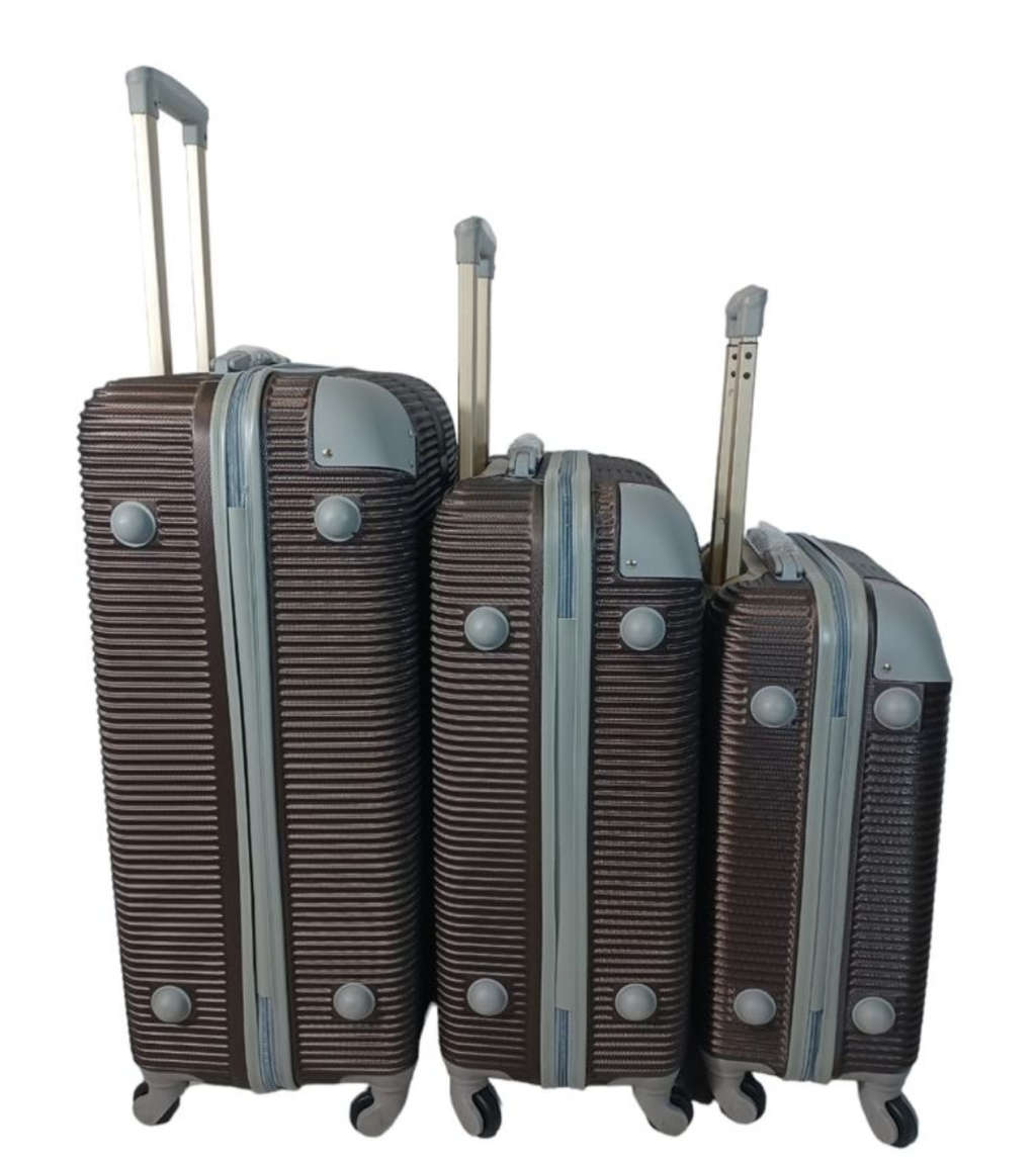 3 Piece Hard Outer Shell Luggage Set - Brown 31 Inch Big Size