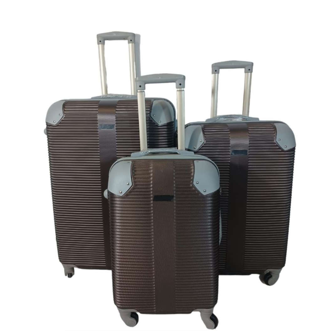 3 Piece Hard Outer Shell Luggage Set - Brown 31 Inch Big Size