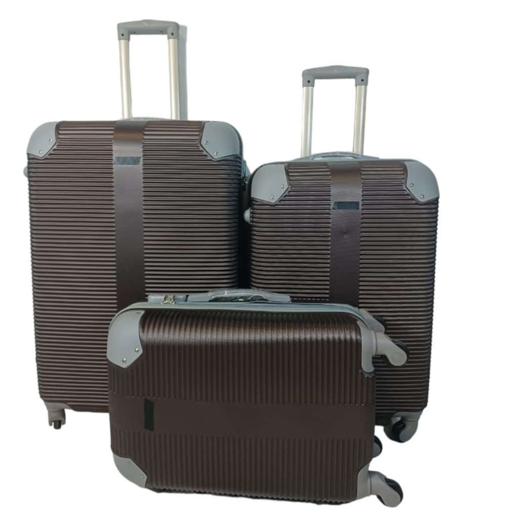 3 Piece Hard Outer Shell Luggage Set - Brown 31 Inch Big Size