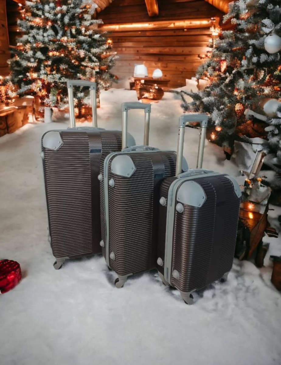 3 Piece Hard Outer Shell Luggage Set - Brown 31 Inch Big Size