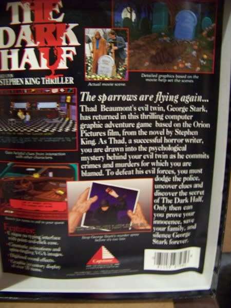 The Dark Half - PC Big Box Adventure game (5.25` floppy disks) Based on the Stephen King novel