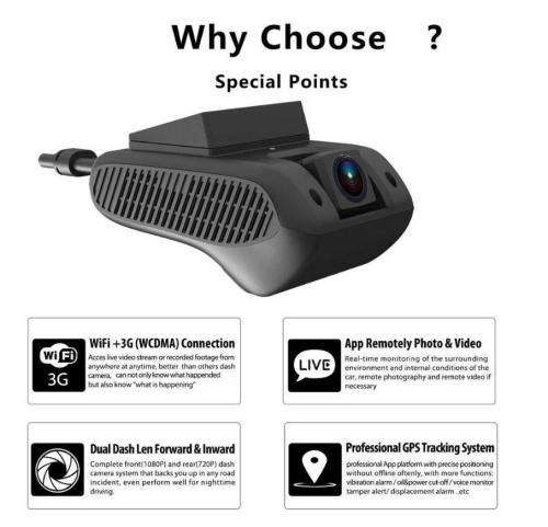 Jimi JC200 EdgeCam Pro 3G Car DVR Dash Camra Car Camera With HD 1080P Dual Camera GPS Tracker Remote
