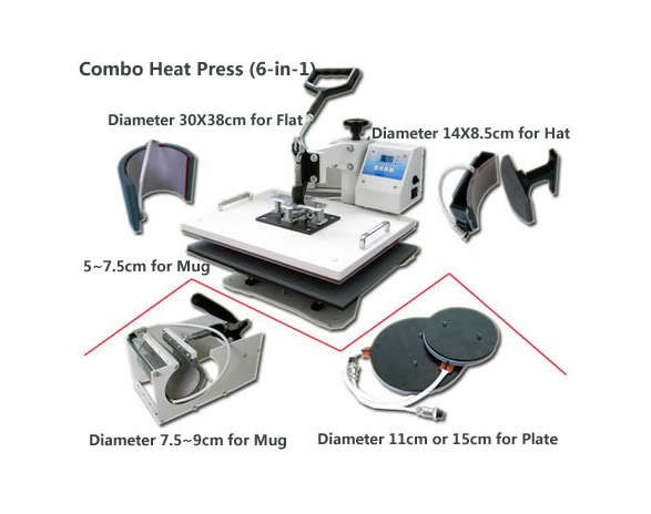 Print mugs, caps, plates, t-shirts!! Combo Heat Press (6-in-1) BRAND NEW. START YOUR OWN BUSINESS.