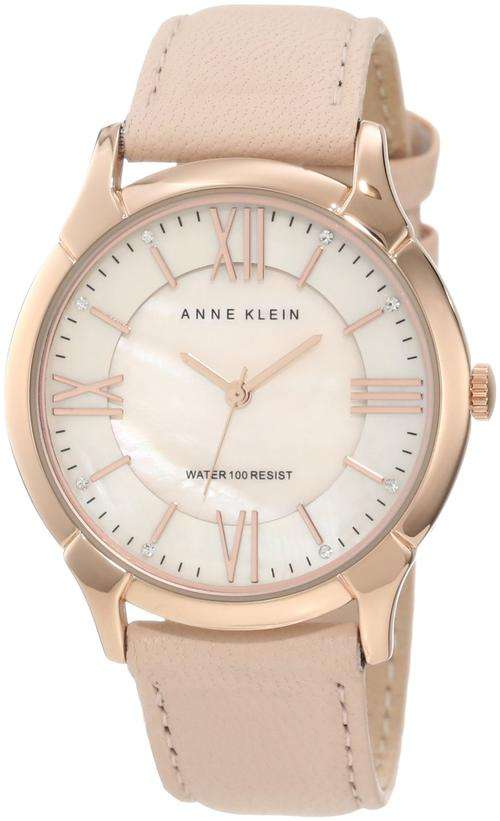 Anne Klein Women's Leather Watch with Swarovski Crystal Accented