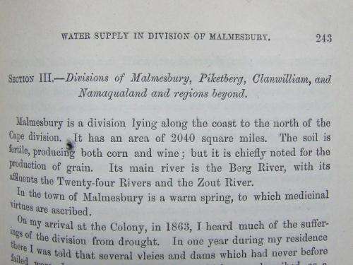 Water Supply of South Africa - 1877 - Very Informative Book