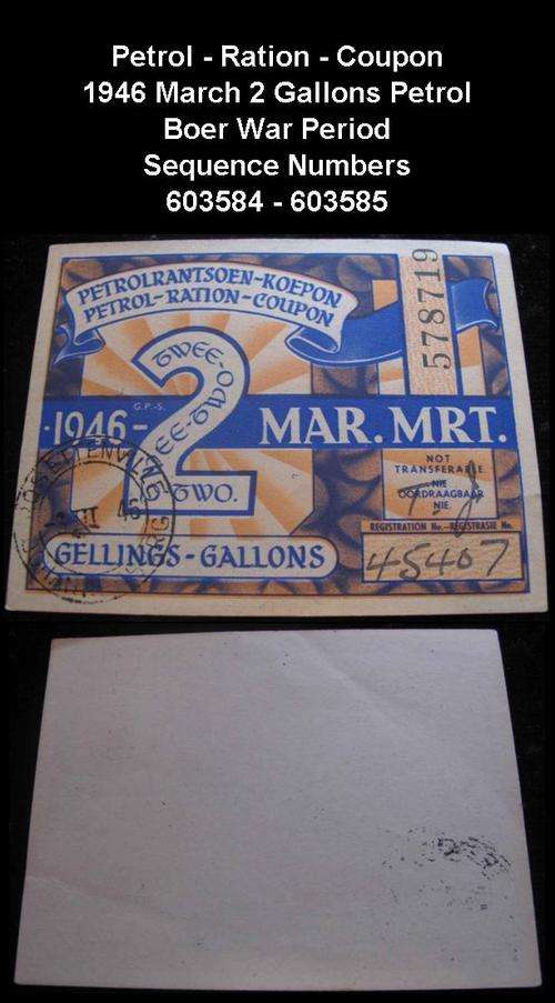 **PETROL -RATION - COUPON 1946 - MARCH -2 GALLONS PETROL**