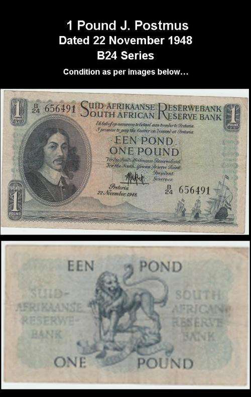 !!!!! 1 POUNDS J. POSTMUS DATED 22 NOVEMBER 1948 B24 SERIES !!!!! **