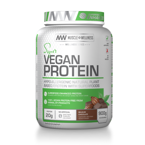 MUSCLE WELLNESS SUPER VEGAN PROTEIN 2KG - 66 SERVINGS - PLANT BASED PROTEIN **CHOCOLATE**