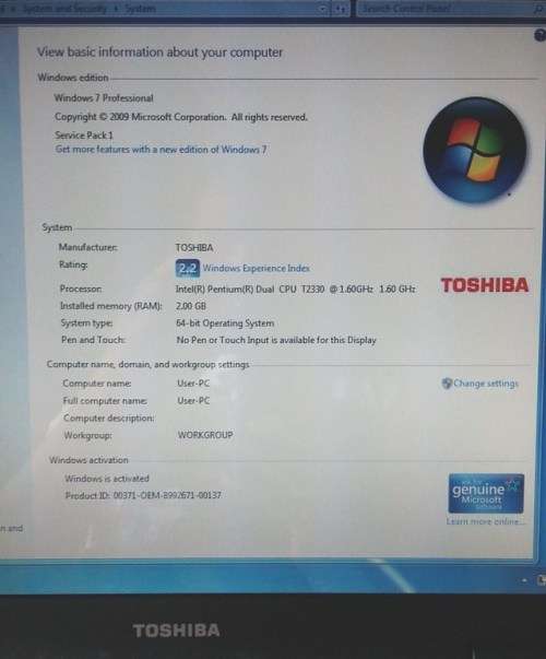 Toshiba laptop up for Grabs -  MODEL L40 - 17U  - ****LOW LOW SHIPPING ****
