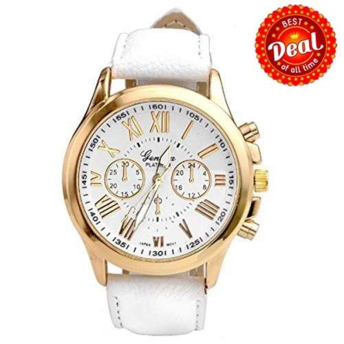 Ladies  Fashion Geneva Roman Numerals Faux Leather Band Dial Wrist Watch ** LOW LOW SHIPPING ***
