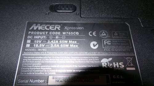 MECER  laptop model W765CQ for Grabs  - ******LOW LOW SHIPPING *****