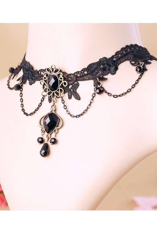 gothic black lace choker