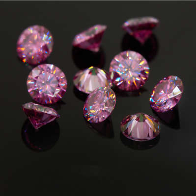 1CT Pink Color Loose Moissanite Stone Round Excellent Cut VVS1 with Certificate