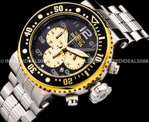 Invicta Men GRAND PRO DIVER COMBAT SEAL Chronograph Gold Black Silver 52MM Watch